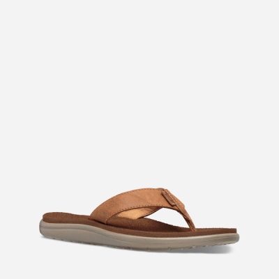 Teva Voya Leather Women's Brown Flip Flops CA00602 Canada Online